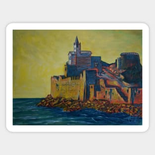 Oil Painting - San Pietro Church at Sunset. Portovenere, Italy Sticker